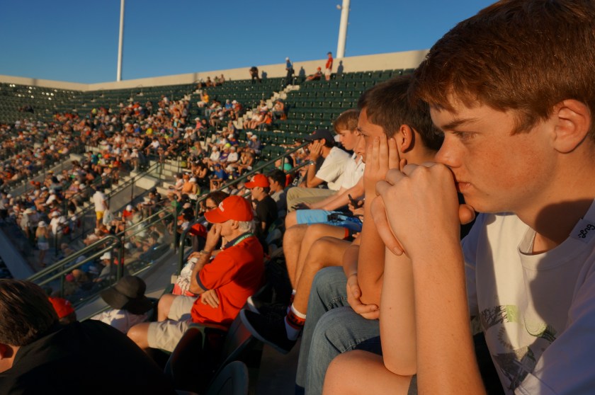 The boys taking in recent Australian Open champion Stan-the-Man Wawrinka on the brand-new Stadium Court 2