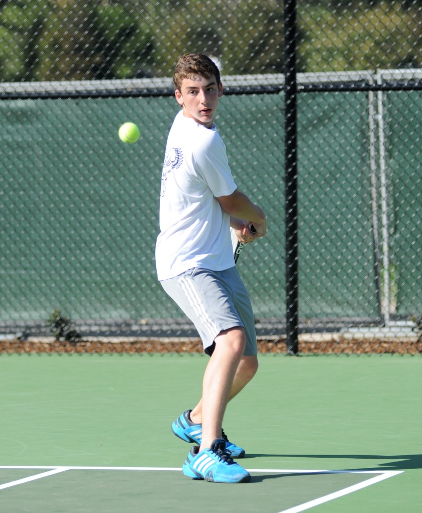 Phillip Hicks crushes a backhand for Laguna Blanca Tennis 2014