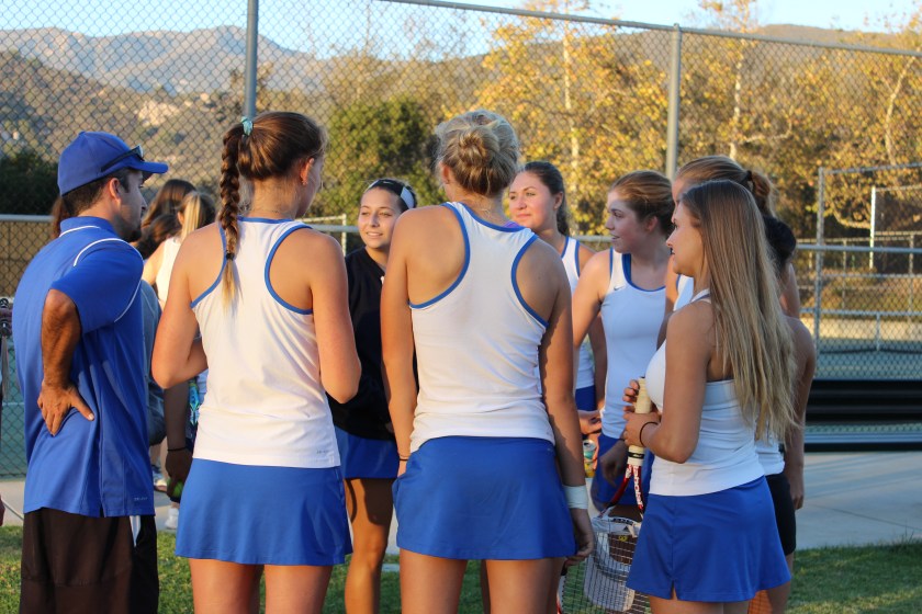 Cate Girls Tennis Team Huddle