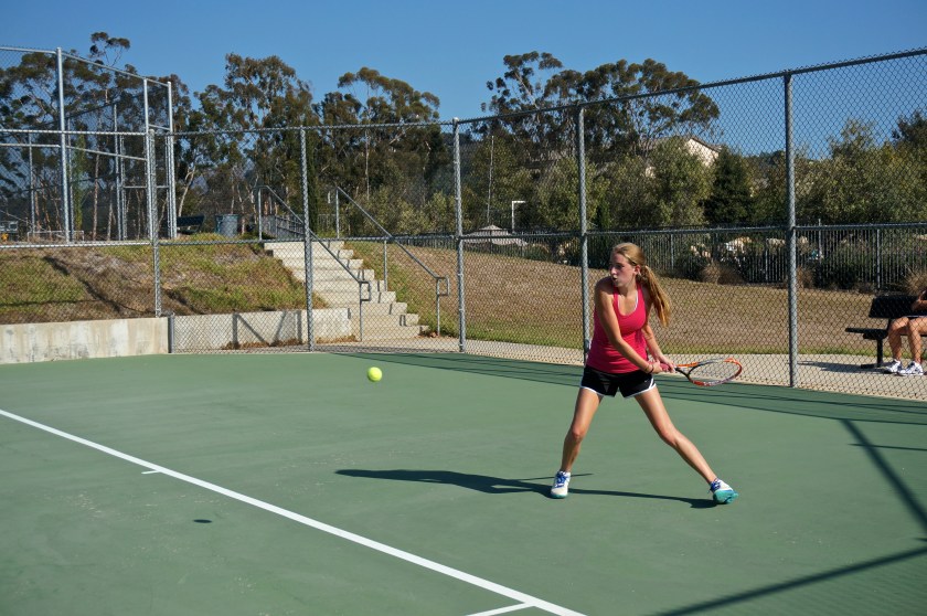 Cecelia Sanborn backhand from the baseline